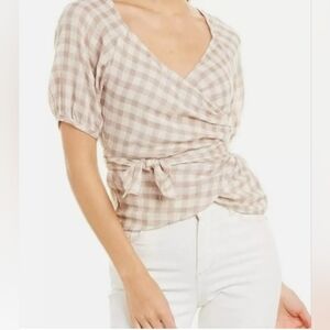 Madewell Sweetheart Gingham Wrap Top Size XL cottagecore